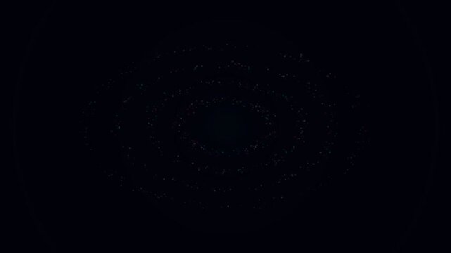 Abstract dark blue particles swirling in a mysterious void