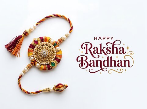 Happy raksha bandhan ornate traditional wrist thread festival with bracelet festival tradition celebration ornamental
