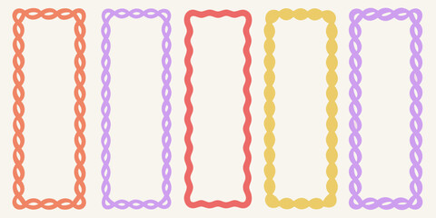 five colorful rope frames simple hand drawn style frame design playful composition vector art illustration graphic element border twisted decorative resource © Tarun