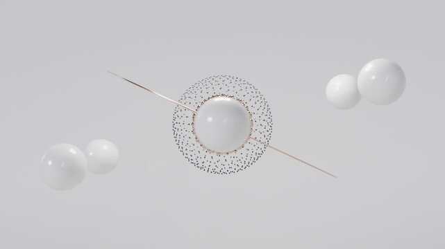 Modern luxury abstract animation with black and golden spheres, metallic golden elements and white minimal environment, premium seamless 3D motion background, futuristic geometric design