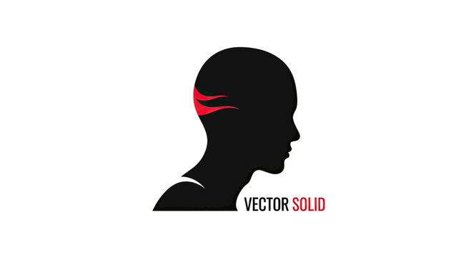 Human profile silhouette with red dynamic energy line