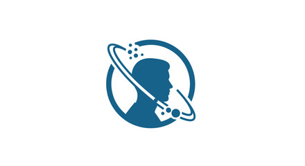 Human profile silhouette with planetary orbit rings. © Nenes