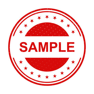 Red sample stamp with circular border and text illustration