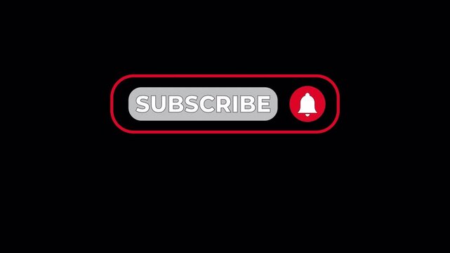 Animated Subscribe Button Click with Notification Bell Interaction on Transparent Background