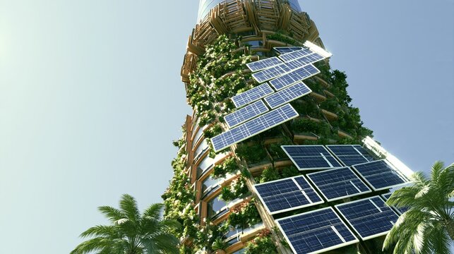 modern office building with solar panels