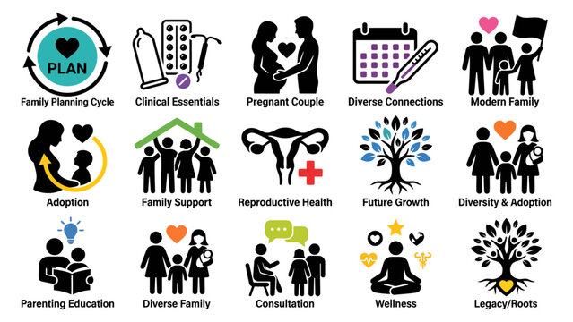Family planning and wellness with color accents cycle