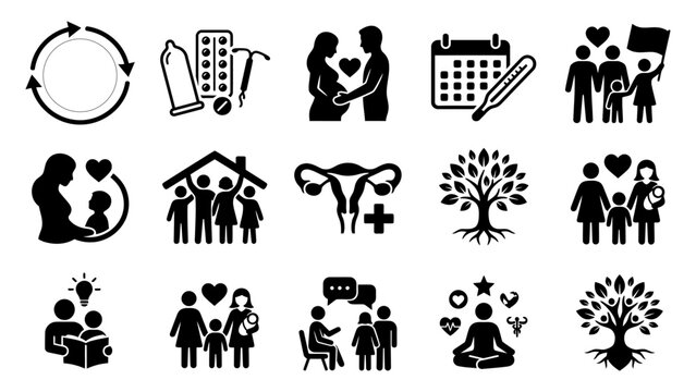 Family planning and wellness in black and white cycle