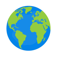 Simple vector globe showing Earth with continents and oceans © Mark