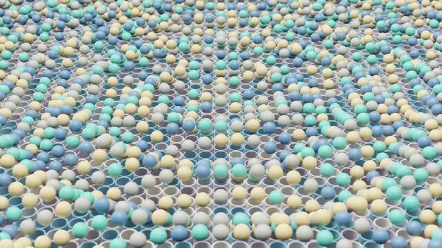 Abstract geometric 3D render in a minimal modern space, elegant digital composition, seamless motion graphics, clean visual background with contemporary architectural aesthetic