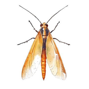 watercolor painting of Thrips graphic, isolated on a white background.