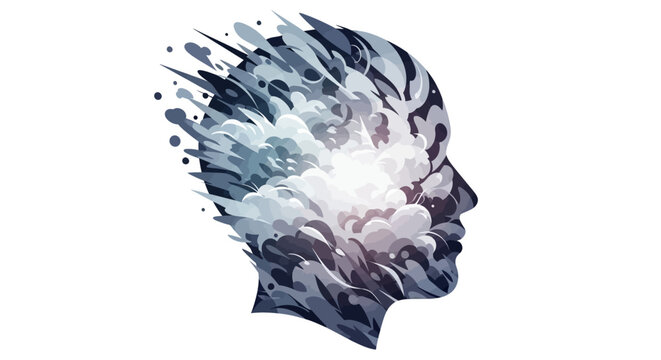 Creative mind blowing thoughts exploding from head