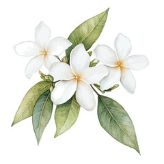 Fototapeta premium watercolor painting of Stephanotis Flower graphic, isolated on a white background.