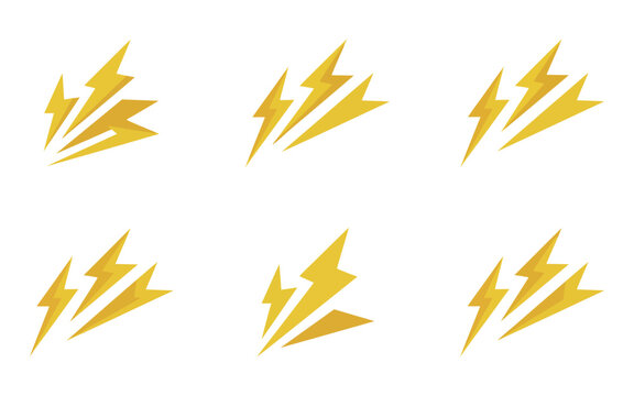 Lightning bolt patterns in yellow a vector illustration set