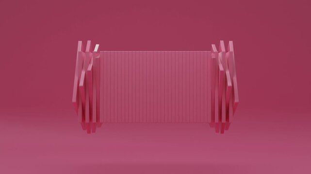 Minimal abstract 3D animation with geometric elements in contemporary digital space, clean composition, realistic render, seamless looping motion background with modern aesthetic