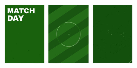 match day graphic with green textured panels broadcast sports football soccer field design vector illustration background white stripes circle center spotlight © Rekha