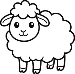 Obraz premium Cute Sheep Coloring Page Outline Vector for Kids
