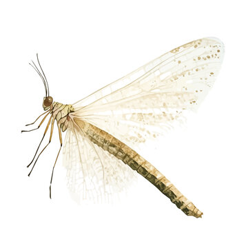 watercolor painting of Lacewing graphic, isolated on a white background.