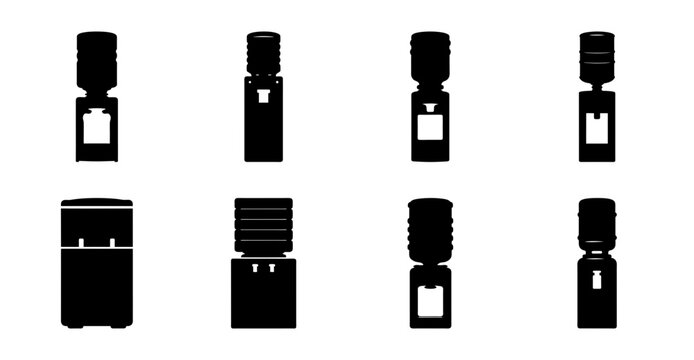Flat pack of various ink cartridge icons - Minimalist black and white icons showing different ink cartridge designs for printing supplies and digital illustration.