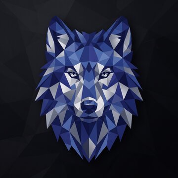 Geometric wolf head low poly illustration