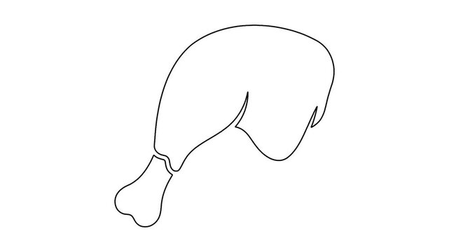 Continuous line drawing of chicken leg, cooking ingredient and food concept.