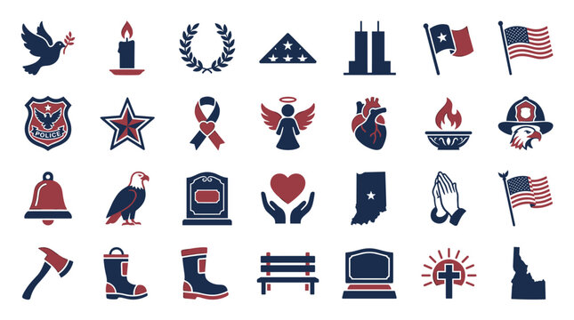 Patriotic Symbols and Memorial Icons Collection