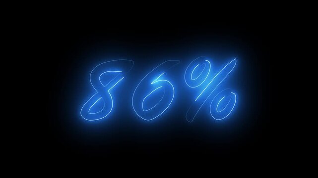 Neon 86% Discount Animation. suitable for promotion, business, discount with black background 4k video animation