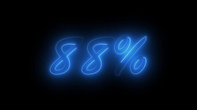 Neon 88% Discount Animation. suitable for promotion, business, discount with black background 4k video animation