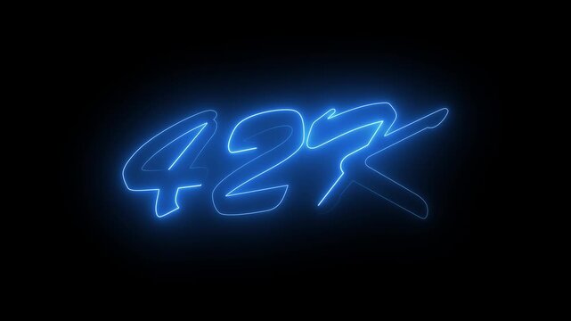 42K.Congratulations. subscribers. Blue neon number. Alpha channel animation in Easy to put into any video. neon 42k Follower neon Text And Firework Animation Subscribers.