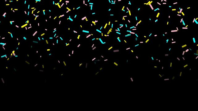 birthday colorful sprinkles falling isolated alpha channel animation,happy birthday party celebration and food stream video social media motion design element