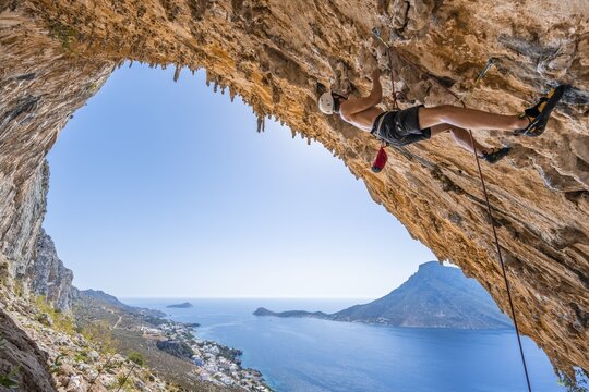 Grande Grotta, Armeos sector, lead climbing, sport climbing, Kalymnos, Dodecanese, Greece