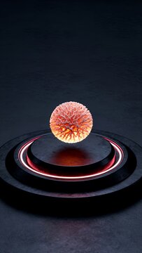 Glowing Energy Sphere Floating Above Modern Platform Radiating Futuristic Power And Harmony