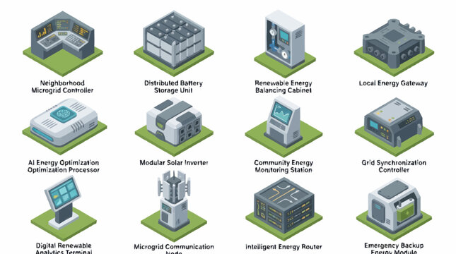 Isometric Data Center and Technology Infrastructure Icons.