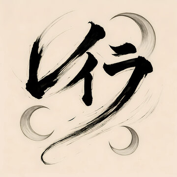 Layla Name Japanese Calligraphy Katakana Brush Ink Stroke Art