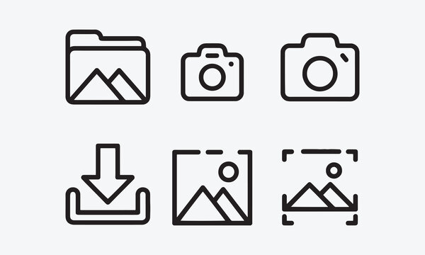 Gallery icon set, album sign, image symbol, photo icons, download picture signs