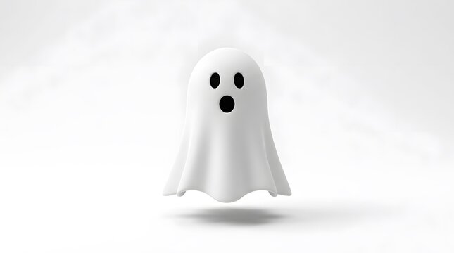 3d render of a cute surprised ghost isolated on white background