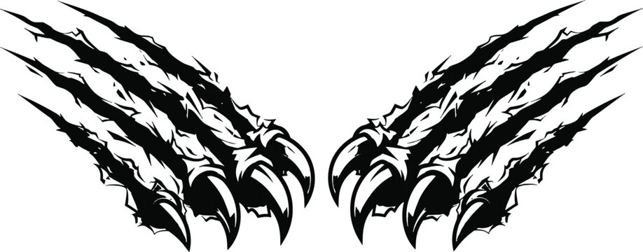 Fierce animal claw scratch marks isolated on white background with aggressive predator protection strength illustration isolated background wildlife