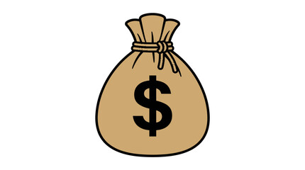 A cartoon money bag with dollar sign. © pleci