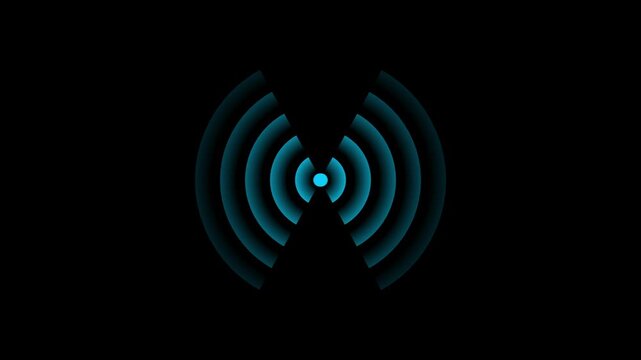 Green Radio waves Animation of radio waves spreading on black background. 4k video