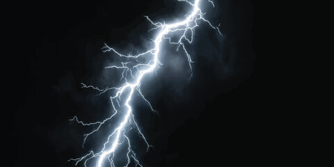 Single vertical lightning bolt striking against dark background with a powerful electric discharge of lightning illuminating the dark night sky electric background abstract © jr graphics