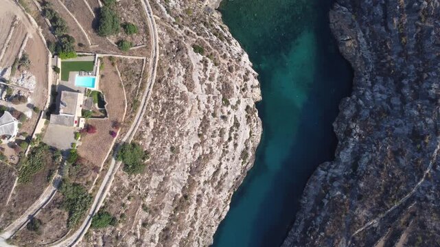 Ix-Xini, Gozo, Malta - 01.07.2026 - Aerial footage of the secluded area of Mgarr ix-Xini in the small, but beautiful island of Gozo, Malta. High quality 4k footage