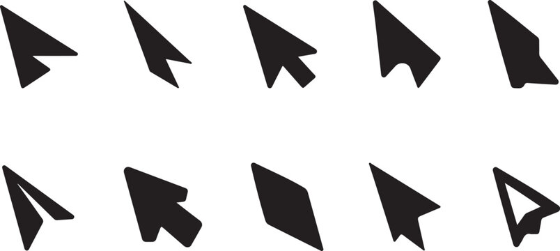 Premium Collection of 100 Minimalist Cursor, Pointer, Mouse and Touch Gesture Silhouette Vector Icons Isolated on White Background