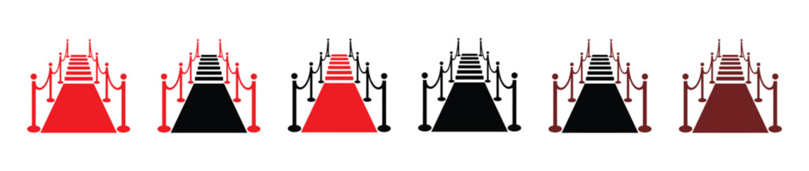Elegant red carpet setup with black velvet rope barrier, luxury event background, award show premiere style, vector illustration for VIP entrance, gala ceremony, exclusive branding, promotional materi © Khoteza
