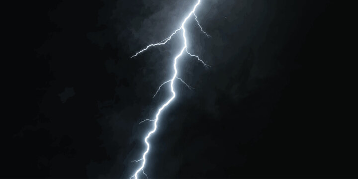 Bright lightning bolt striking through dark night sky with lightning electricity atmosphere meteorology dramatic dangerous intensity phenomenon environment meteorological electrical