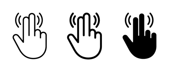 Fototapeta premium Two Finger Tap Icon Set, Digital Interface Gesture, Touchscreen Interaction, UI Element, Vector Graphics