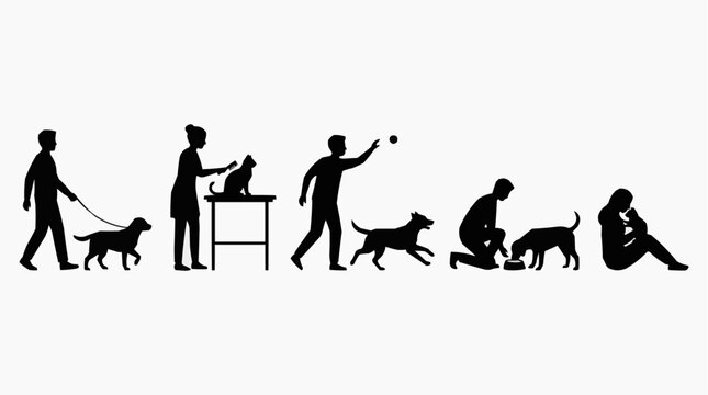 Dog lifecycle and different activity for the concept of pet care and animal life.
