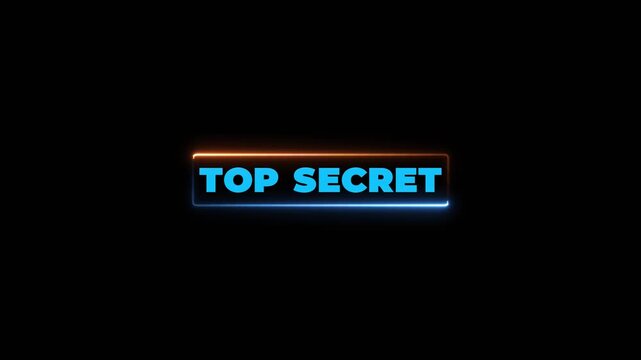 Glowing neon rectangle Top secret grunge stamp symbol editable text effect.