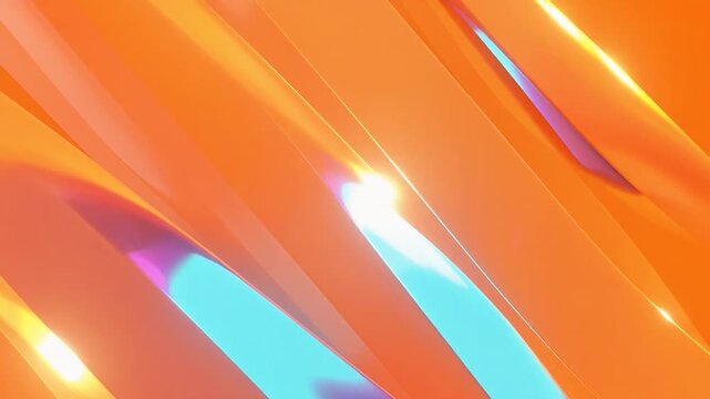 鮮やかな オレンジ と 虹色 光彩 が 重なる 抽象 幾何学 背景
