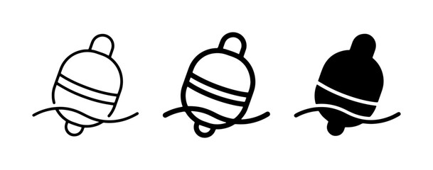 Fishing Bobber Icons, Buoy Symbols, Water Floats, Set of 3 Vector Graphics for Nautical Themes © Santo