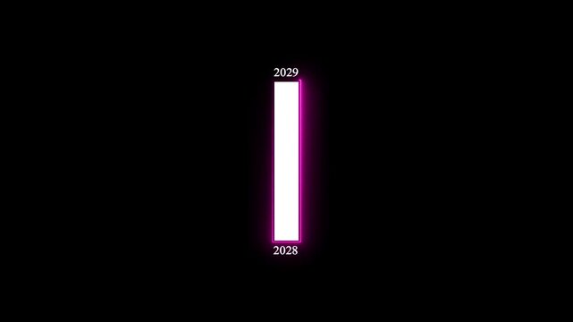 Minimalist loading bar progress animation from 2028 to 2029. New year countdown progress bar animation, minimalist loading bar transition for future planning and business strategy presentations.