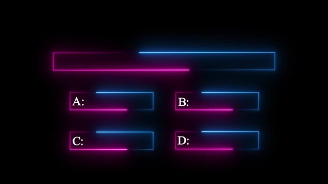 Quiz Neon Line Animation with option selection. Quiz template challenge with option selection.